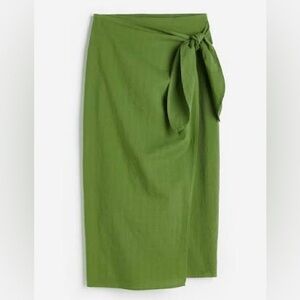H&M Kelly Green Cotton Pencil Wrap Skirt size XXL Adjustable